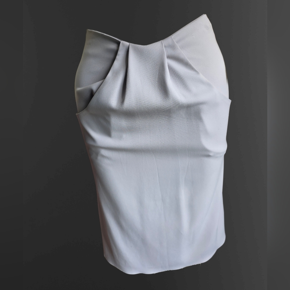 More Than Fig Leaves Gray Asymmetrical Draped Midi Skirt Size 0